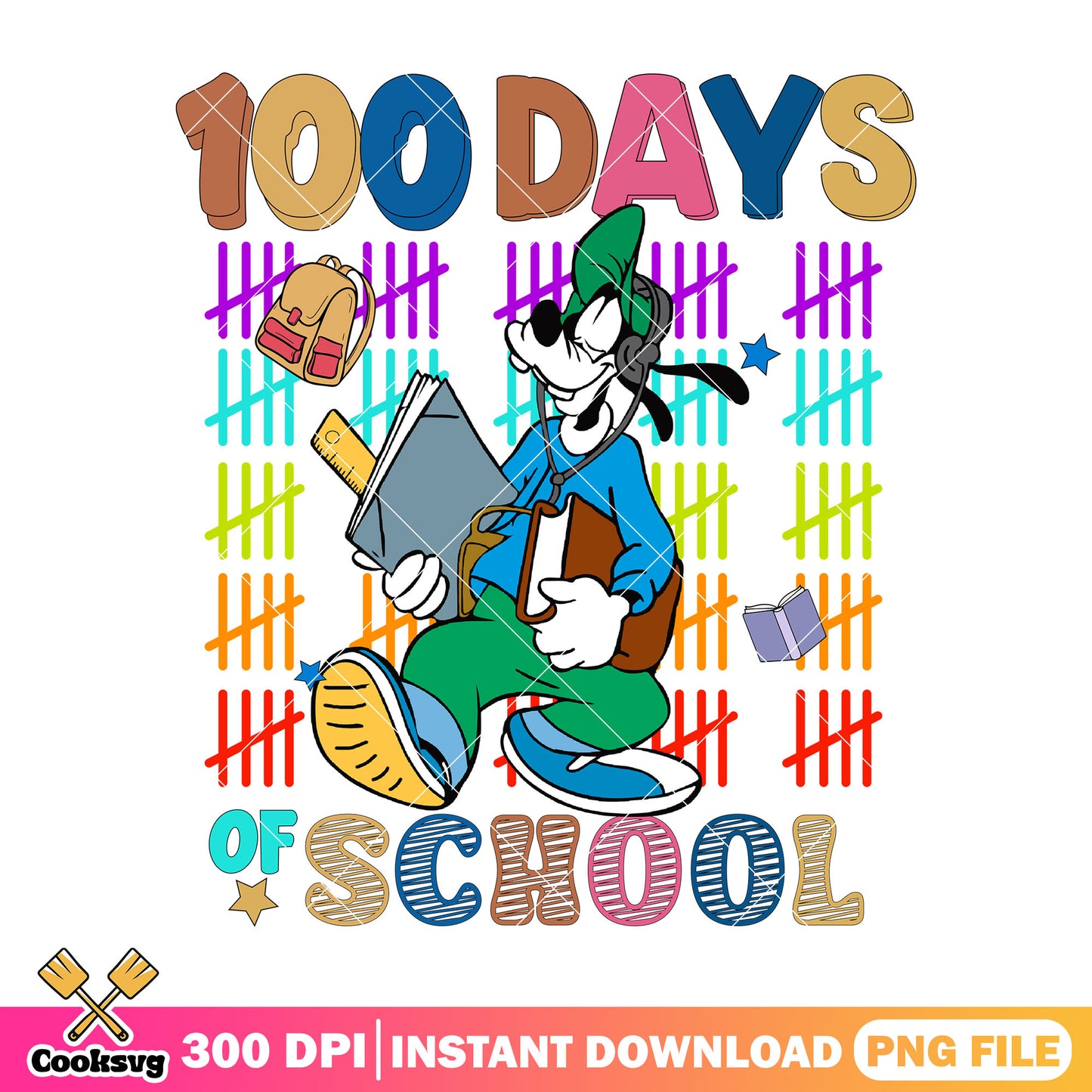 100 days goofy png, disney cartoon png, back to school student png