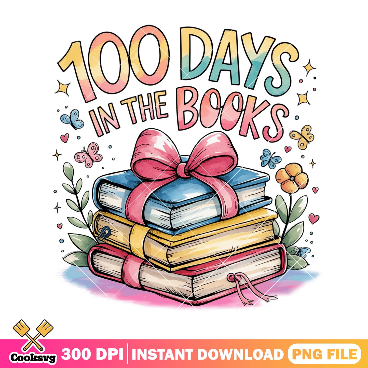 100 days in the book png, back to school supplies png, book colors png