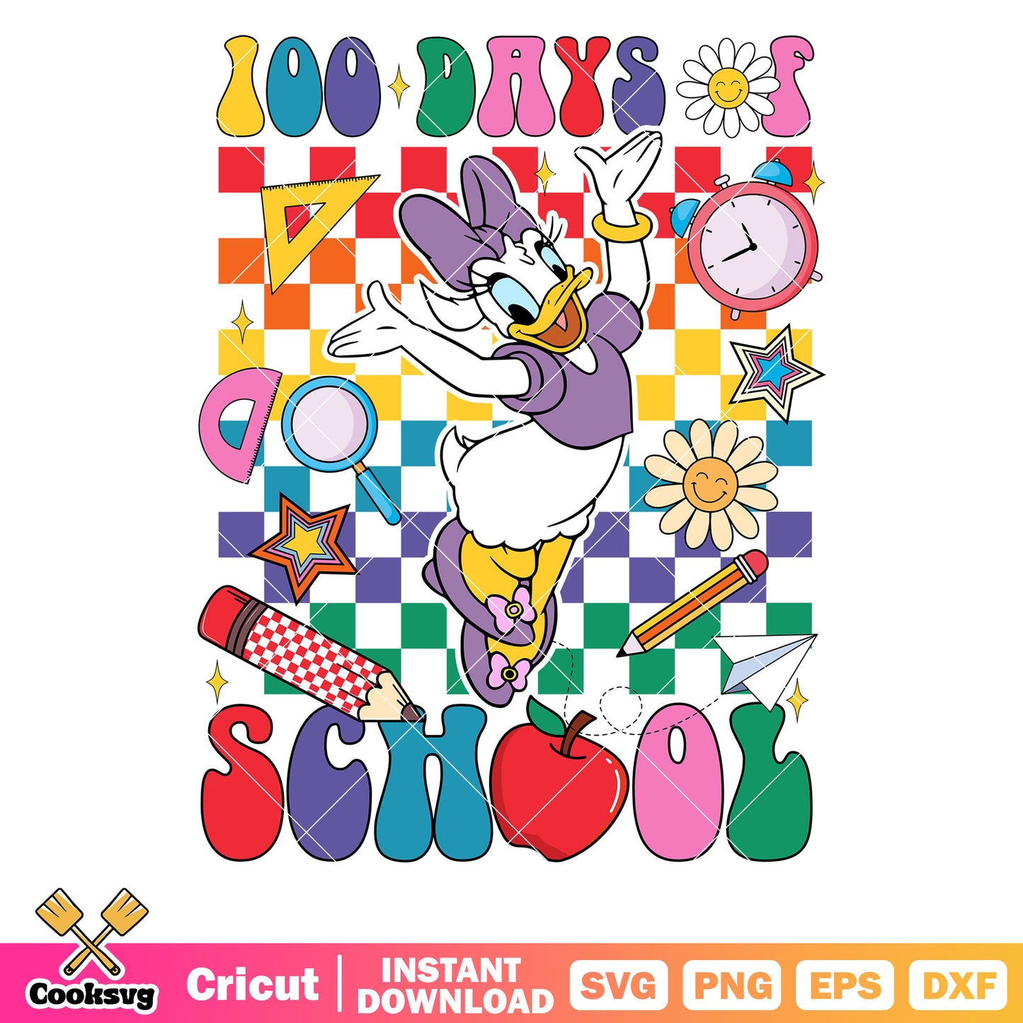 100 days of school daisy svg, back to school svg, disney school svg