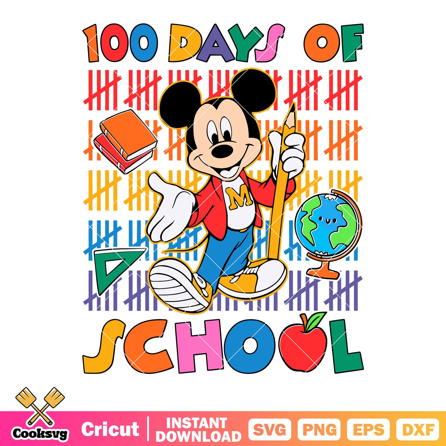 100 days of school svg, Mickey mouse svg, rotating globe svg