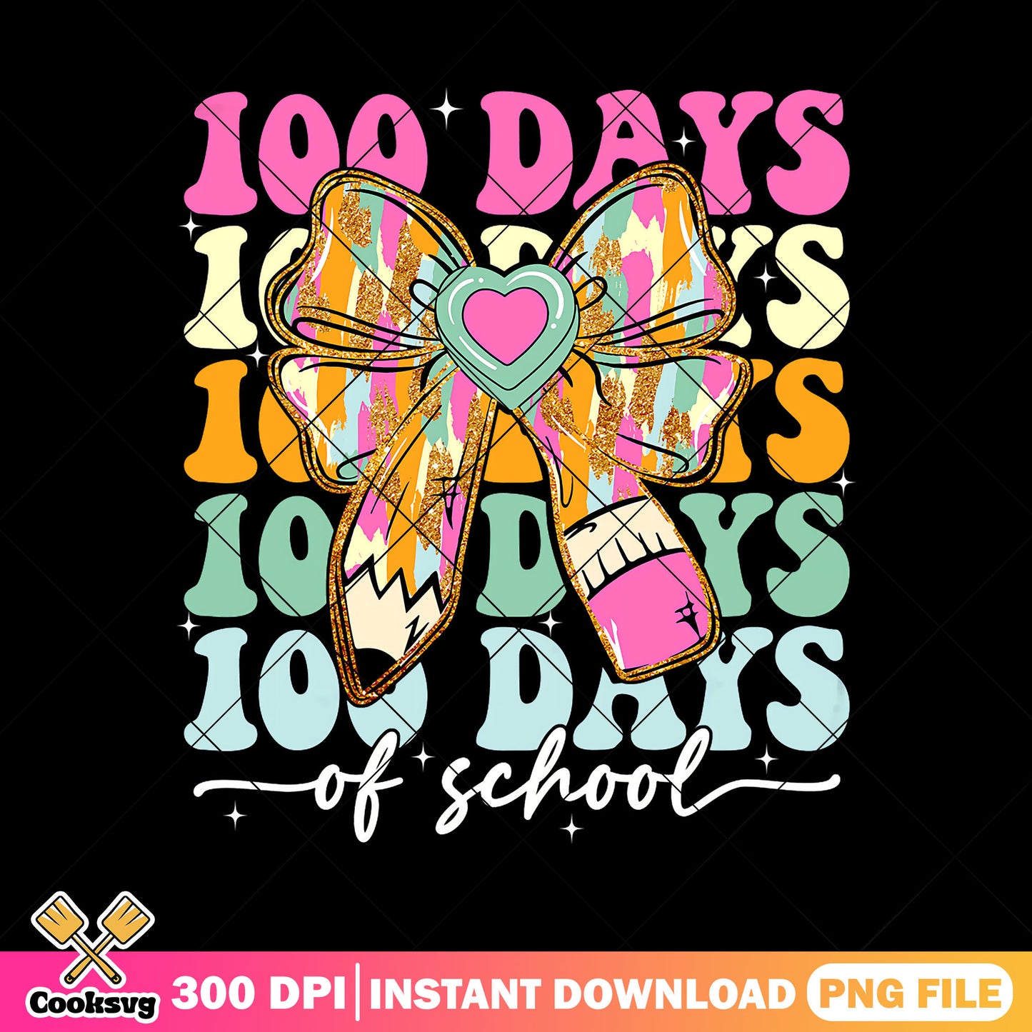 100 days pencil and bow png, pencil cute png, back to school day png