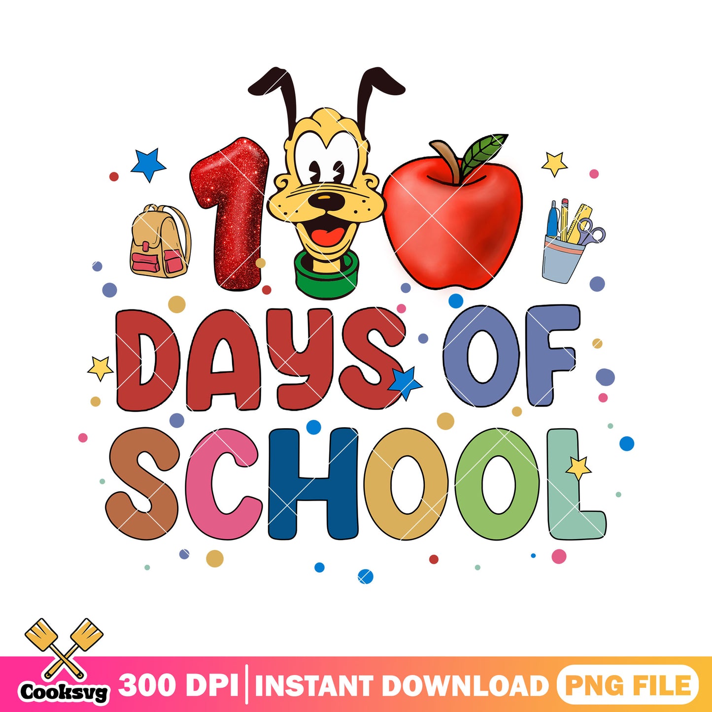 100 days school with pluto png, back to school decor png, pluto art png