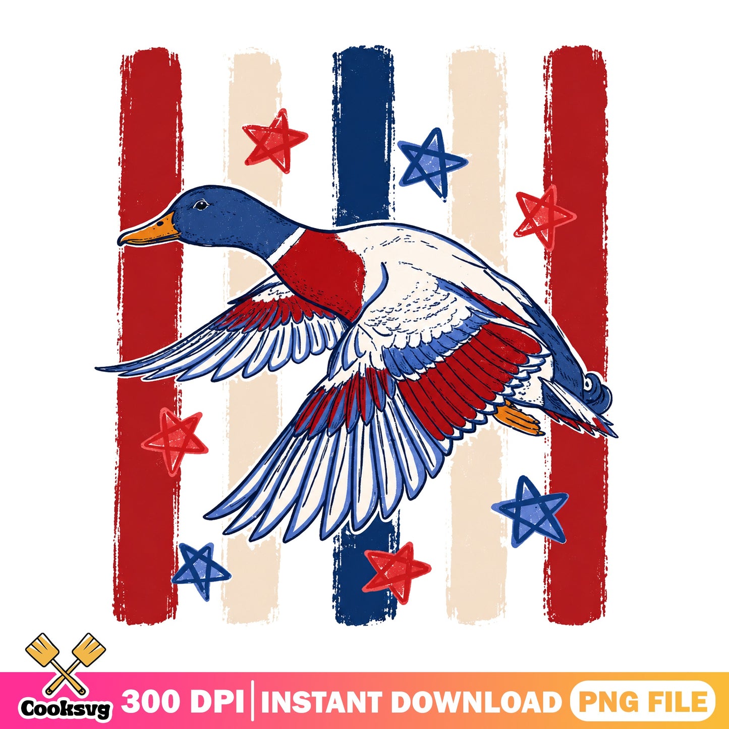 4th Of July Duck PNG, Patriotic Duck PNG, American Flag Duck PNG