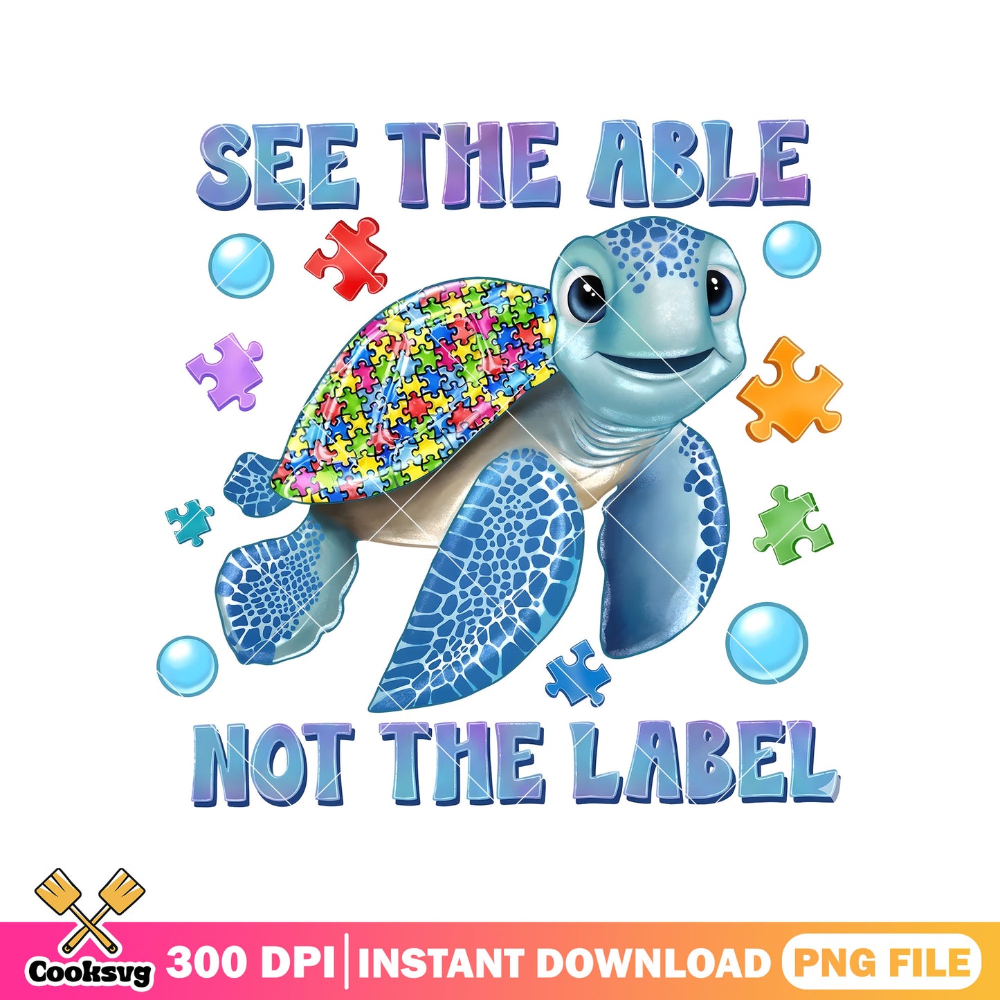 Able turtle label puzzle png, t shirt design png, findind nemo png