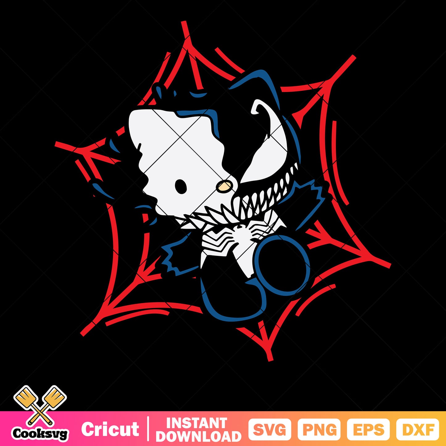 Adorable Hello kitty svg, pink bow tie svg, venom costume svg