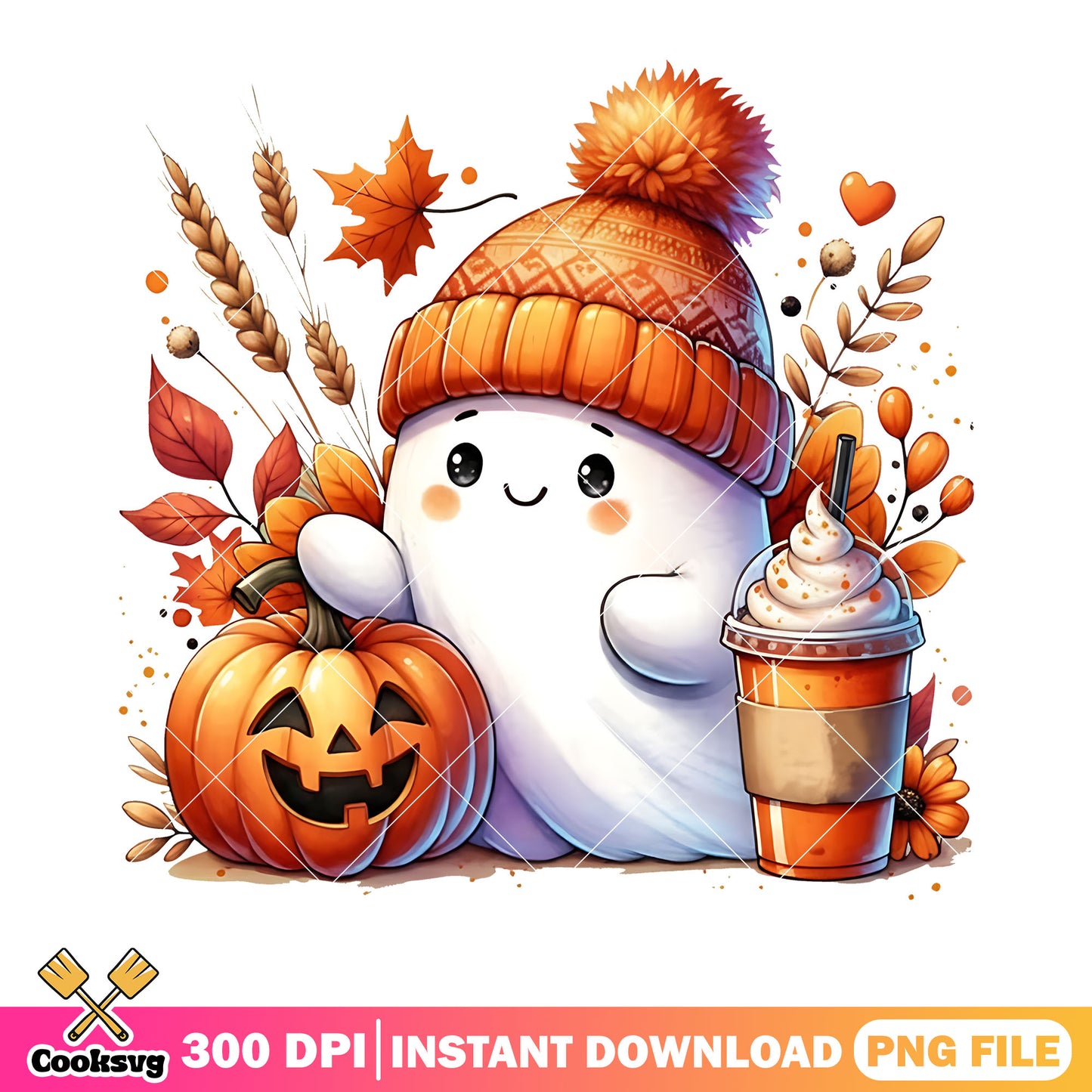 Adorable spirit png, scary halloween png, halloween pumpkin png