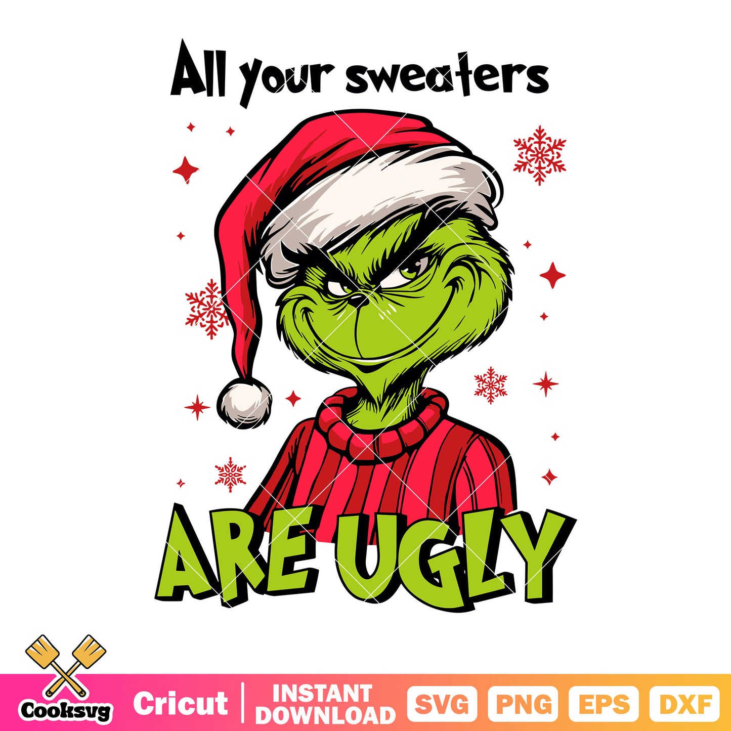 All your sweater are ugly svg, snowflake svg, santa claus hat svg