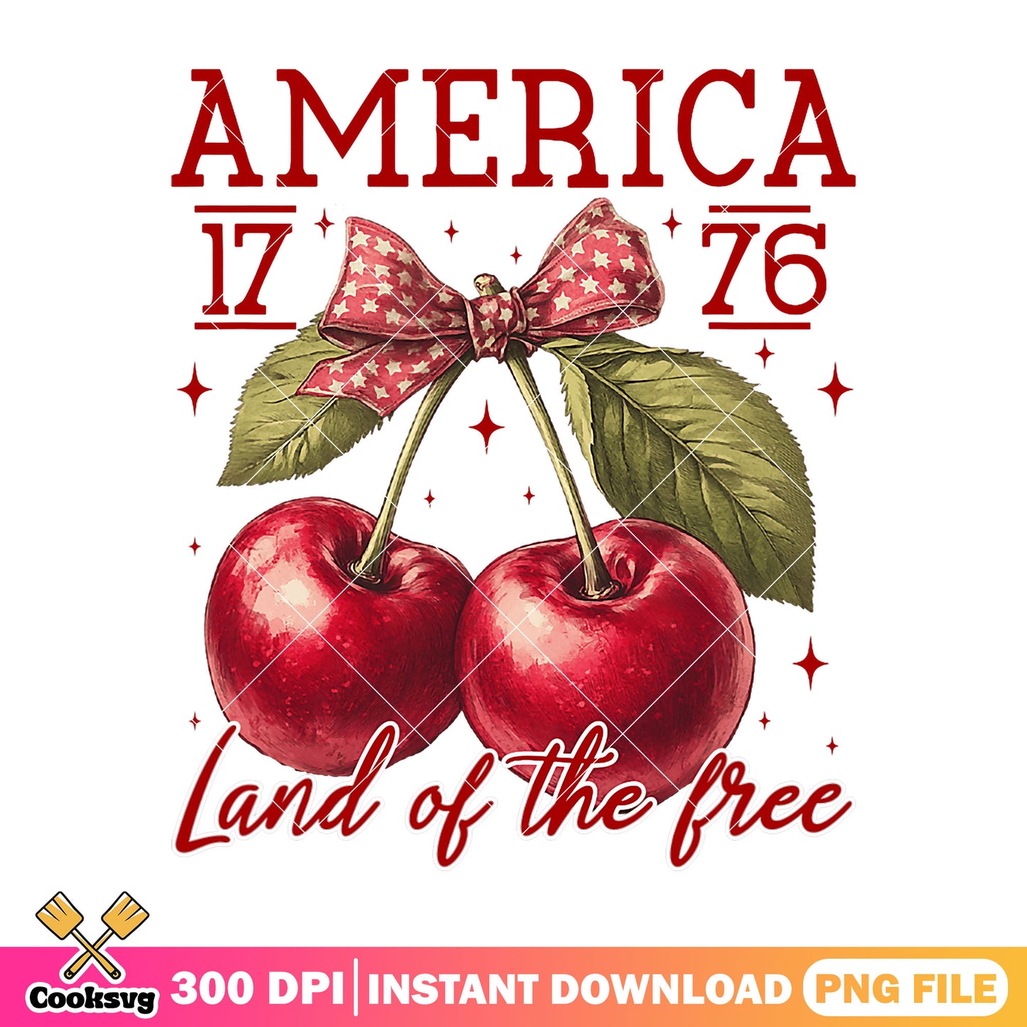 America 1776 land free png, cherry america png, cherry bow tie png