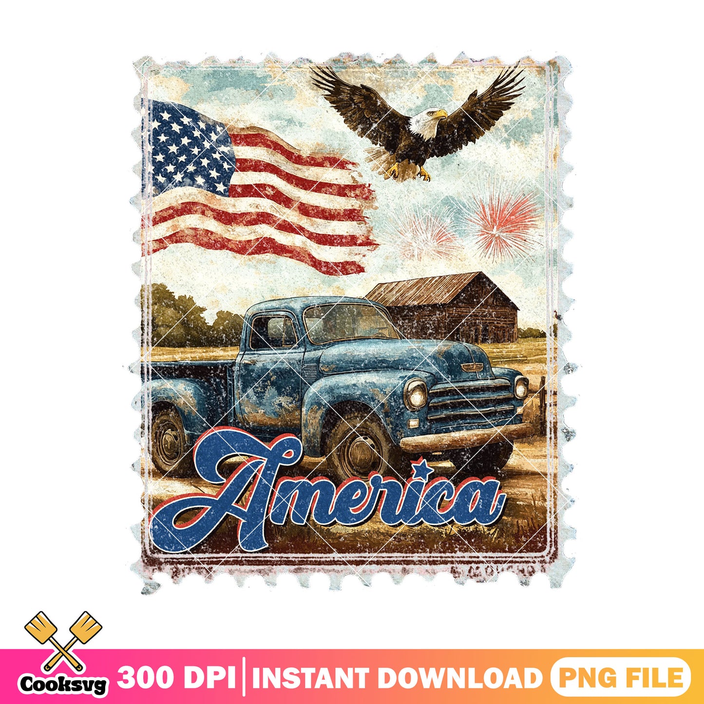 America farm stamp vintage png, america farm png, vintage america png