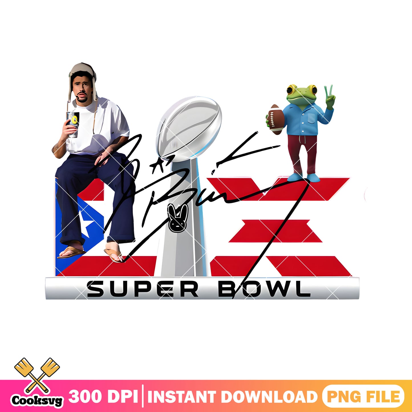 American super bowl cup png, Puerto Rico png, bad bunny png