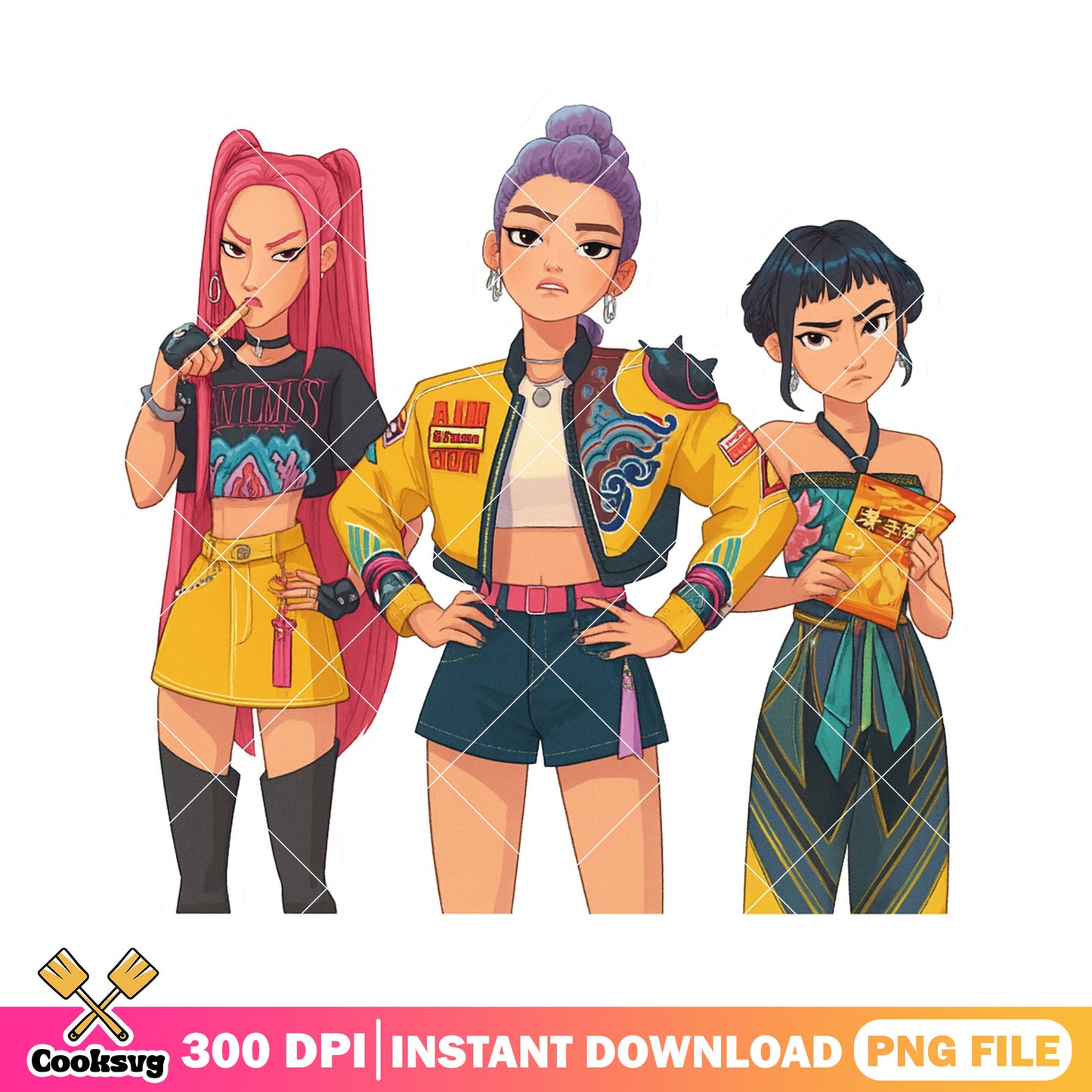 Anger huntrix girl png, huntrix band png, kpop huntrix png