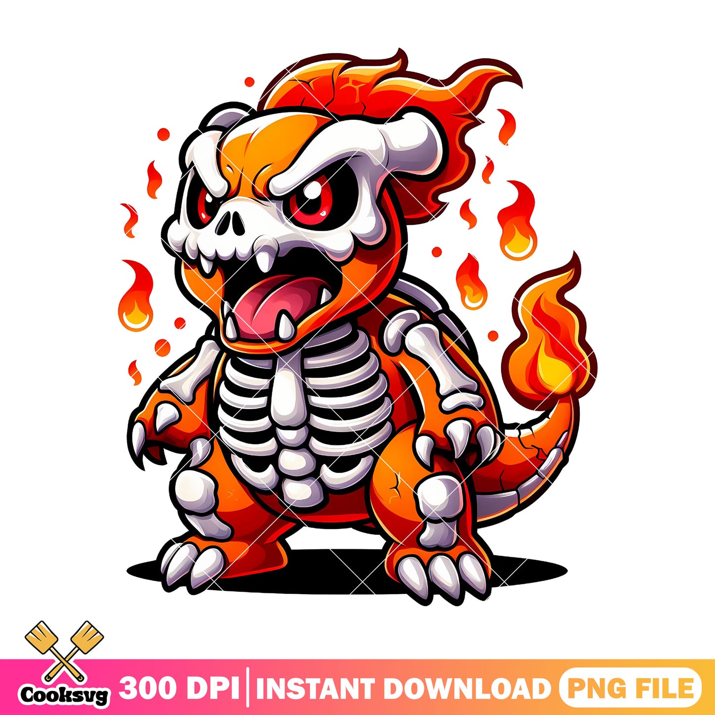 Angry charmeleon skeleton png, charmeleon png, halloween png