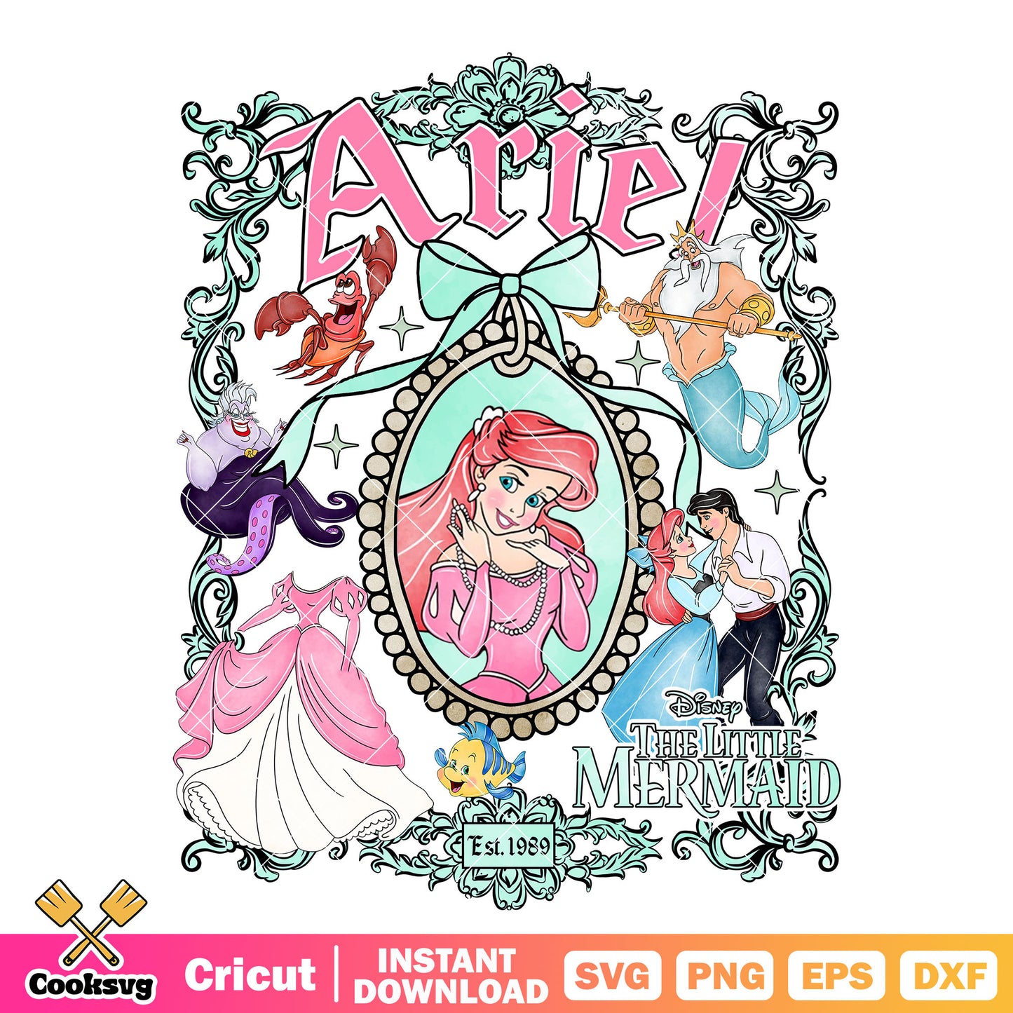 Ariel little mermaid pink mirror png, the little mermaid png