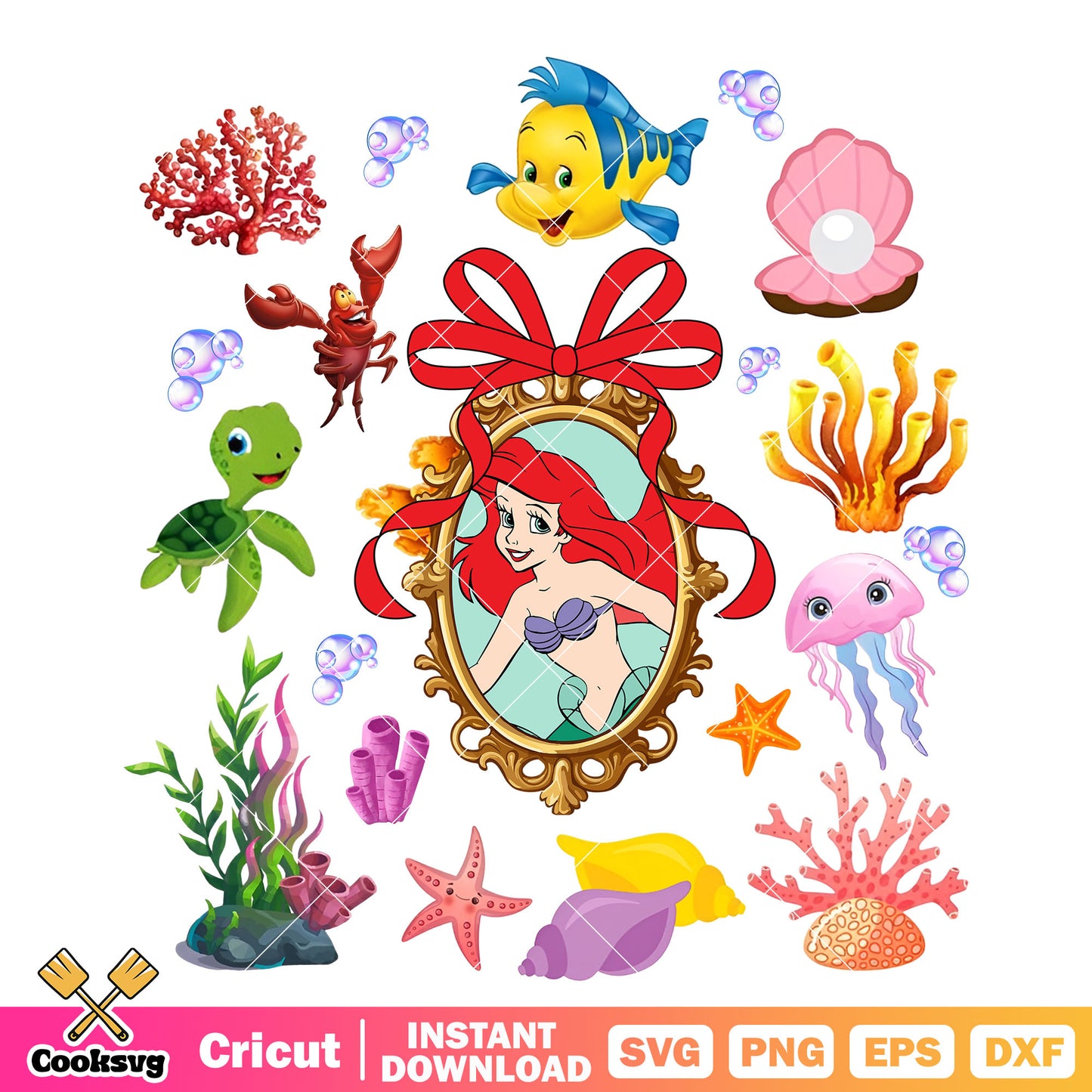 Ariel princess bow tie disney mirror png design, ariel princess png