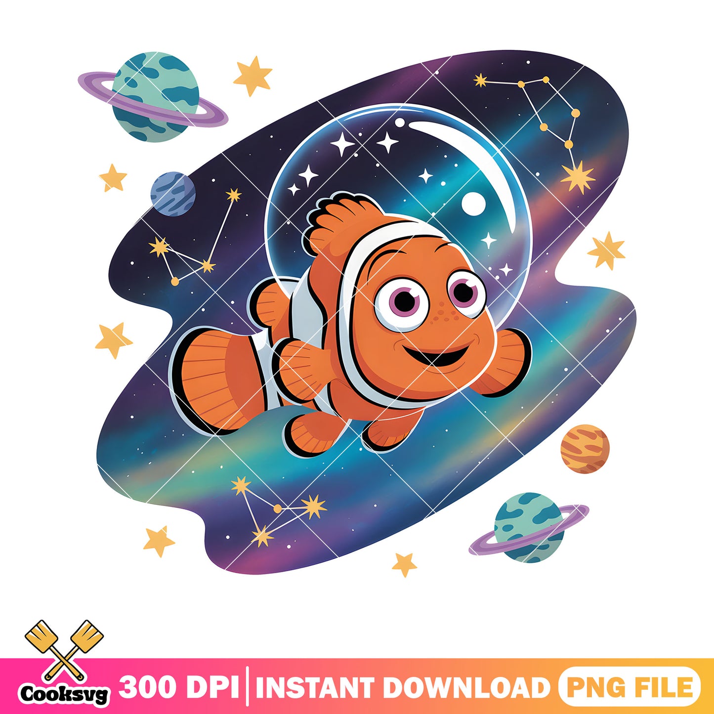 Astronaut nemo in space png, Clownfish nemo png, poster nemo png