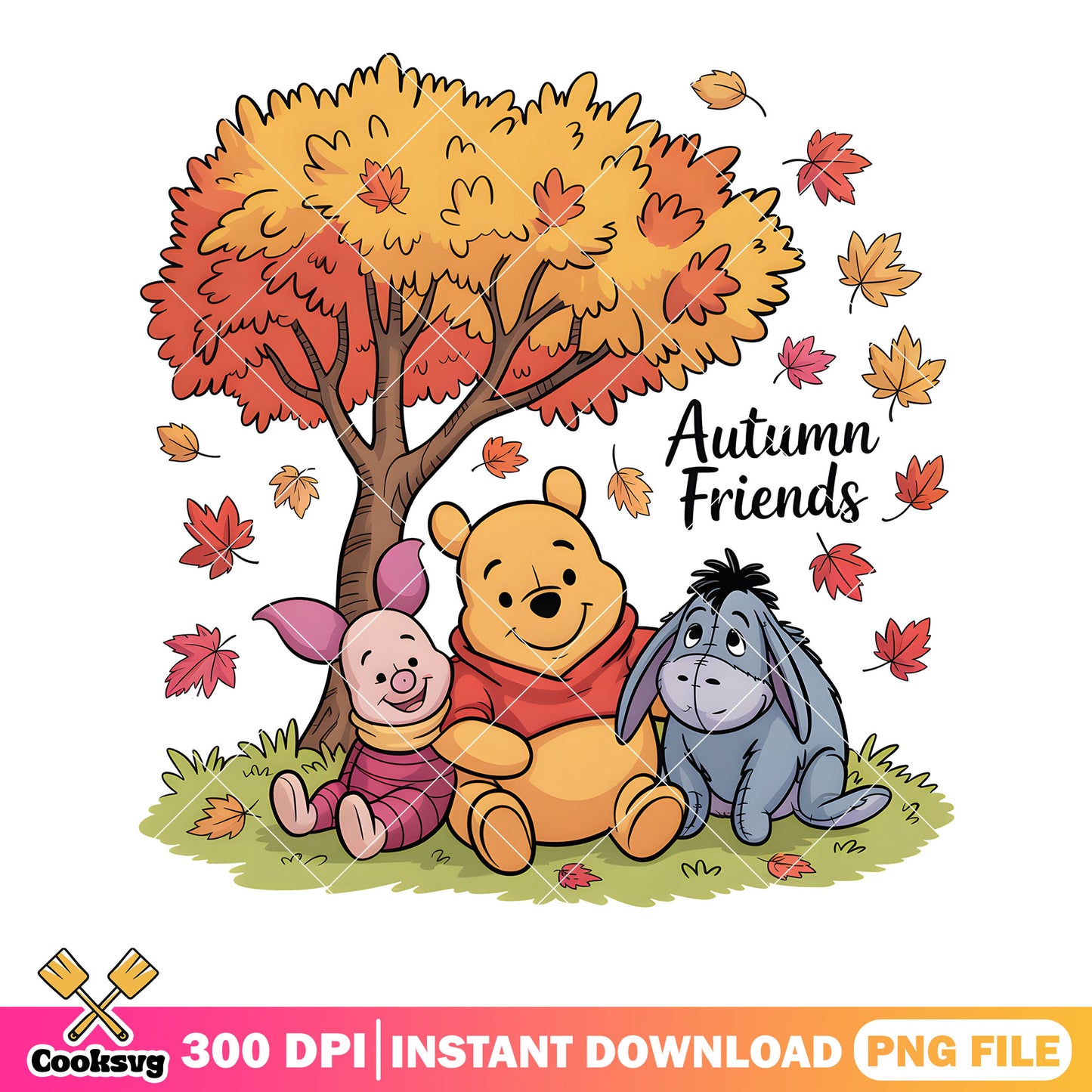 Autumn vibes friends with pooh png, pooh and piglet png, disney eeyore png