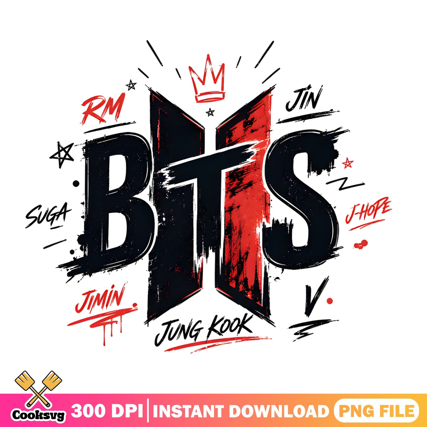 BTS Members Names PNG, Kpop Band Shirt Design, Army Fan PNG