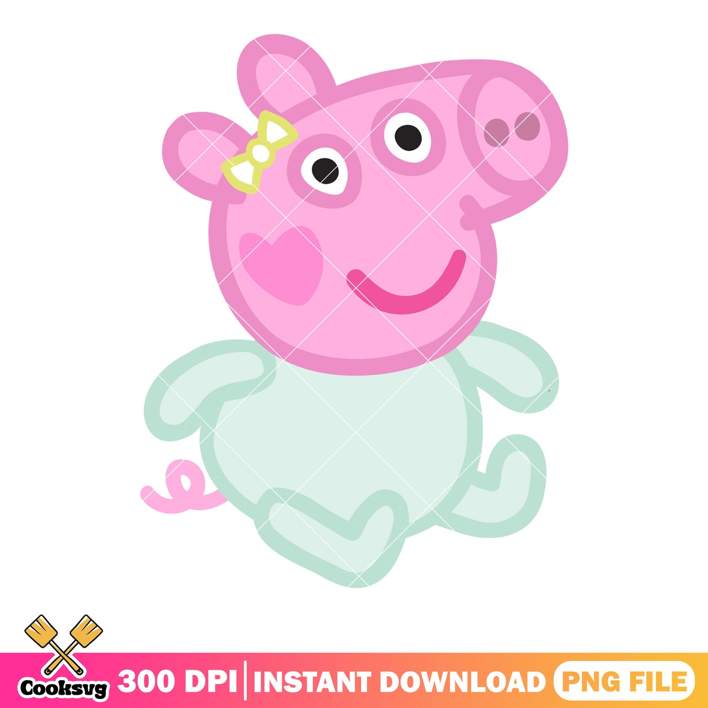 Baby Peppa pig character png, show for kids png, cute bow tie png