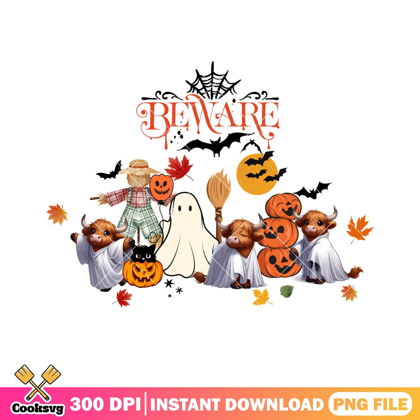 Baby cow and blanket ghost png, scary bats png, halloween scary png
