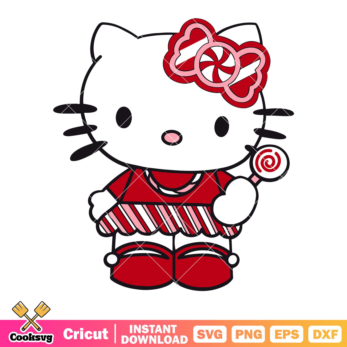 Baby hello kitty svg, candy cane bow tie svg, red shirt svg