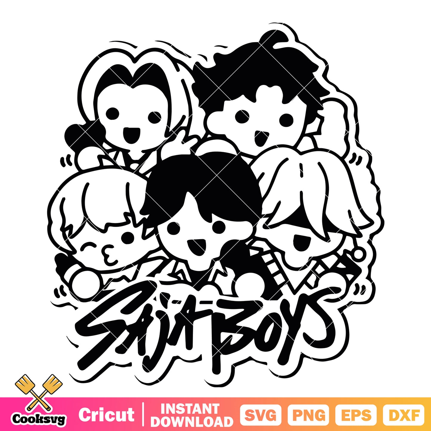 Baby saja boys outline svg, cute saja boys svg, soda pop saja svg
