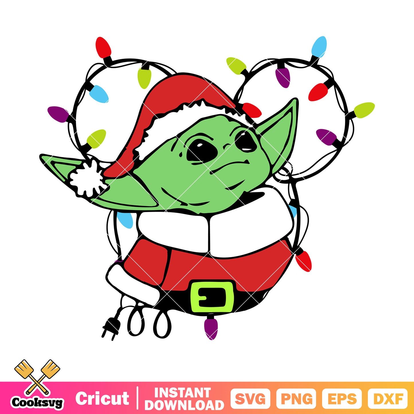 Baby yoda mickey head christmas svg