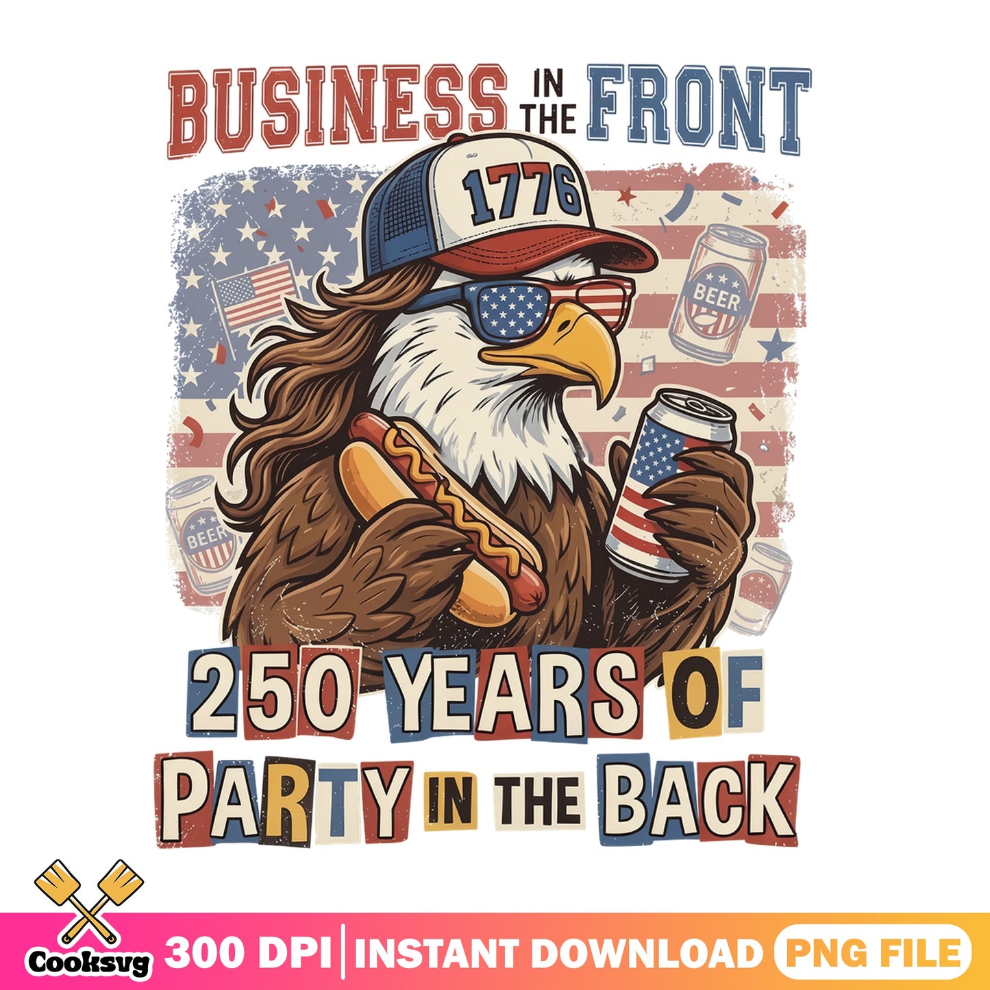 Bald Eagle Mullet 4th Of July PNG, America 1776 PNG, Patriotic PNG