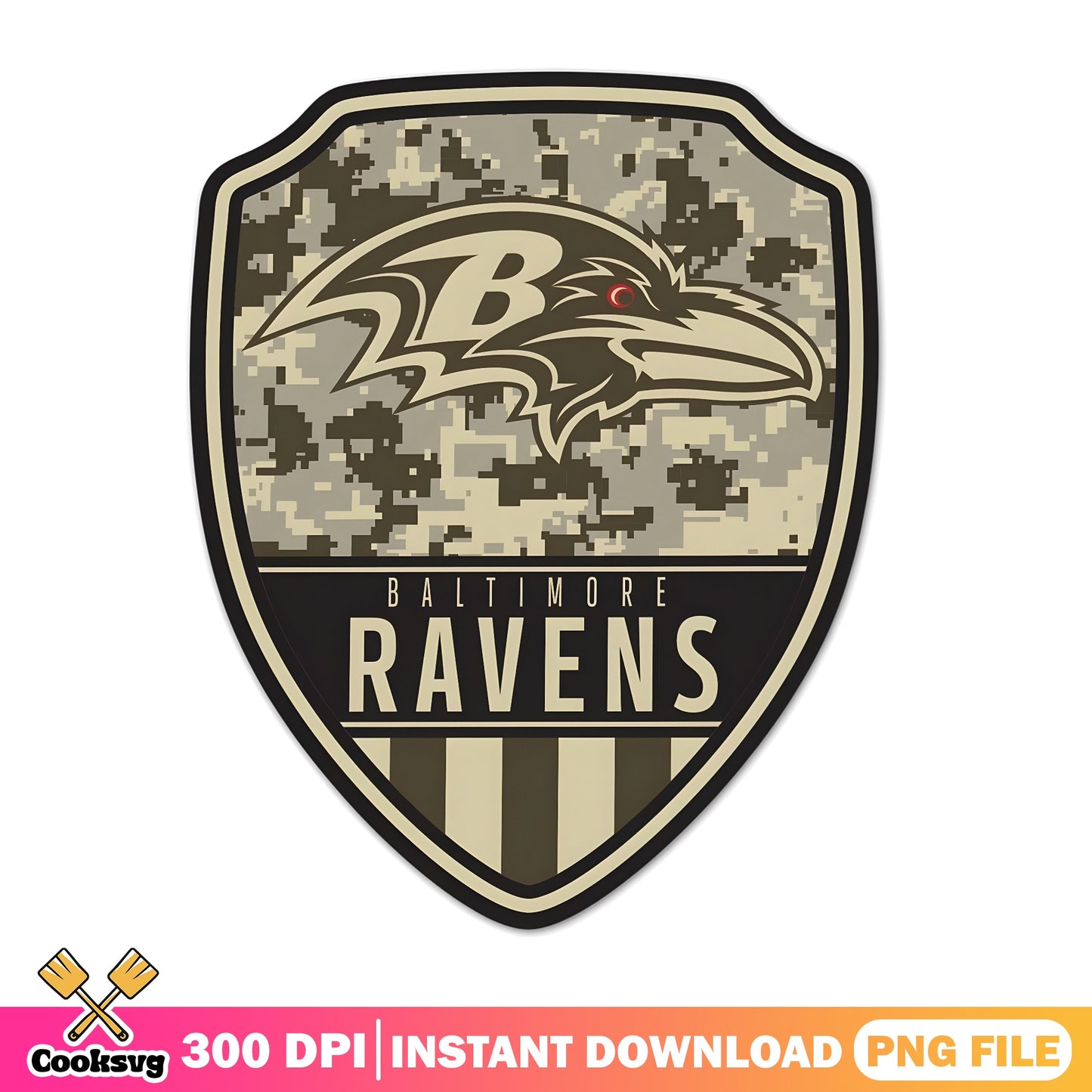 Baltimore Ravens Camo Shield PNG, NFL Football PNG, Ravens PNG