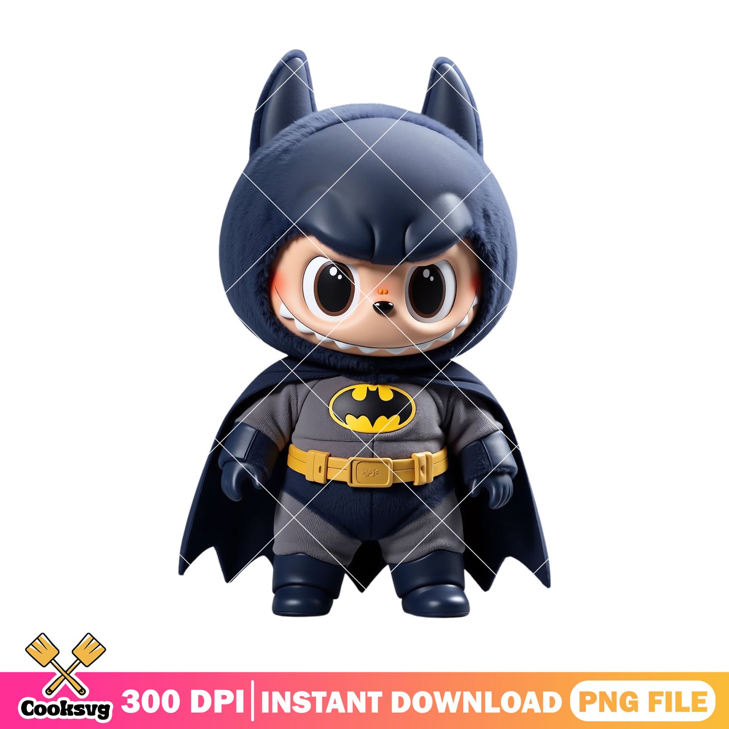 Batman labubu monster png, labubu outfit png, labubu doll png