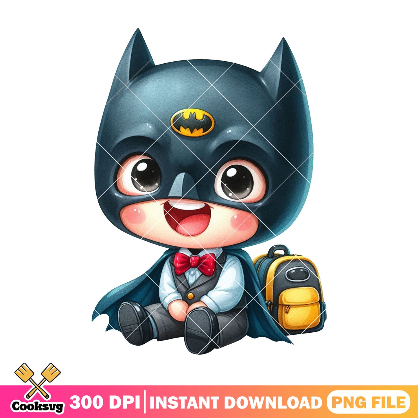 Batman sitting design png, back to school decor png, dc art png