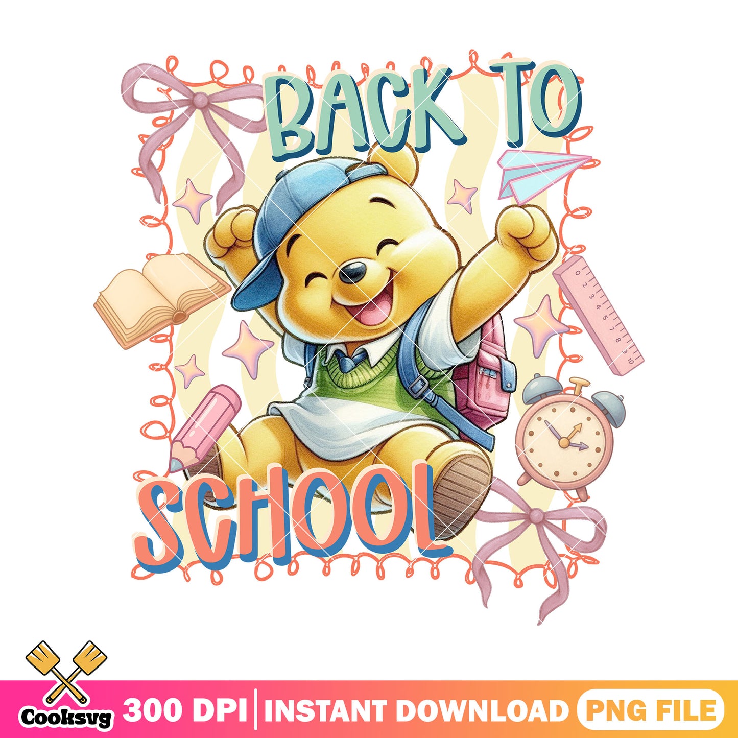 Bear back to school png, cute bear png, back to school art png