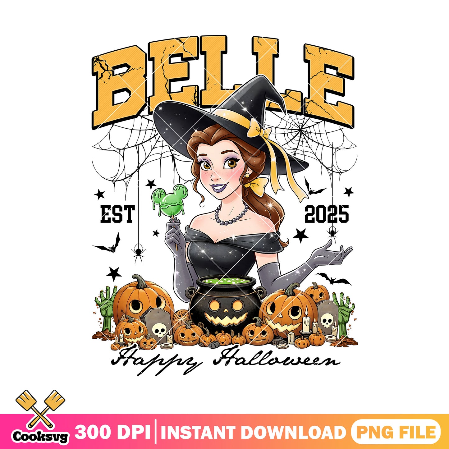 Belle cosplay the witch png, halloween happy png, disney art png