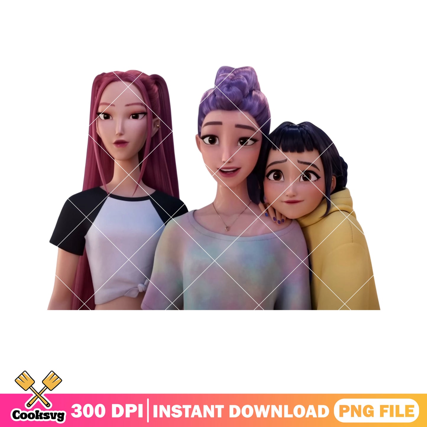 Best friend girls 3d png, huntrix best friend png, poster 3d png