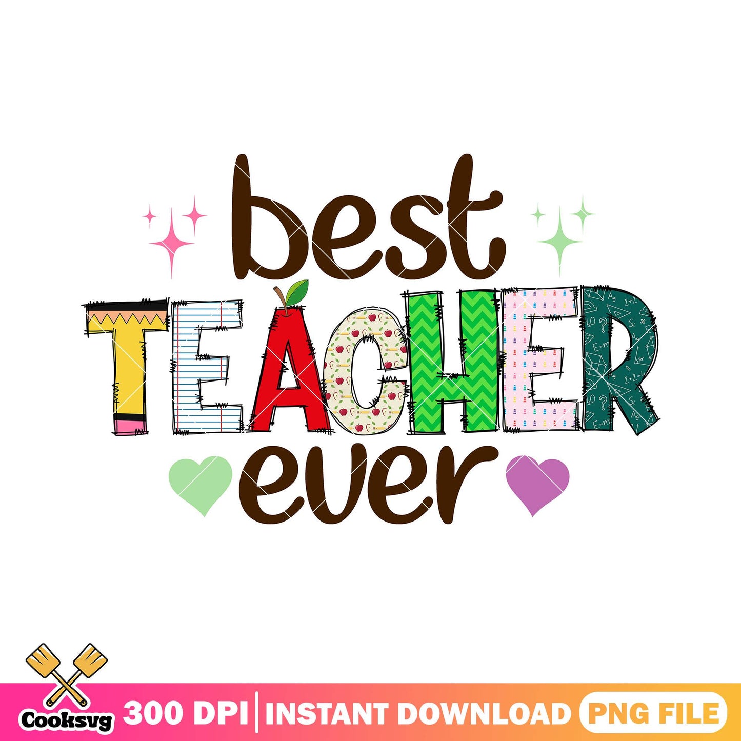 Best teacher ever png, colors font png, back to school image png
