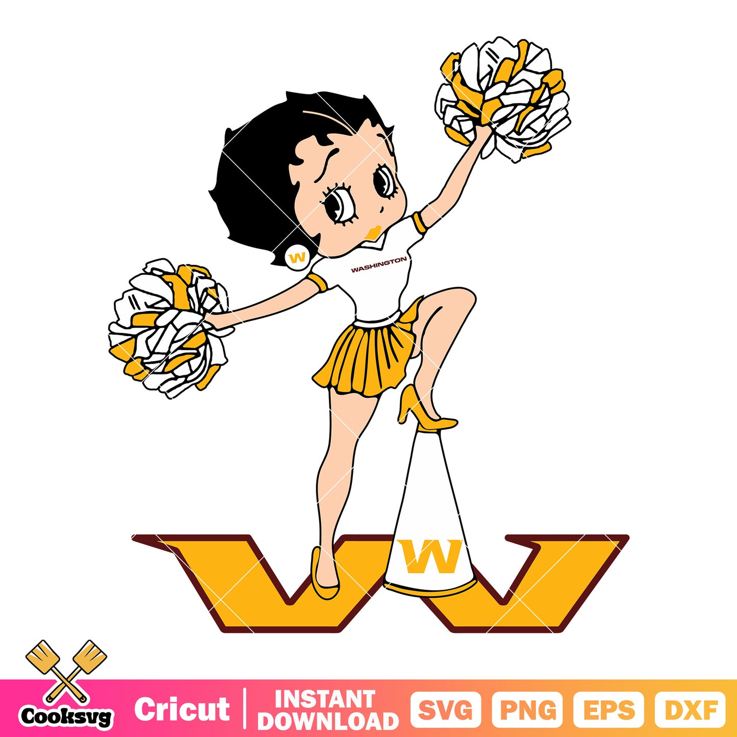 Betty boop washington svg, washington redskin svg, nfl cheerleader svg