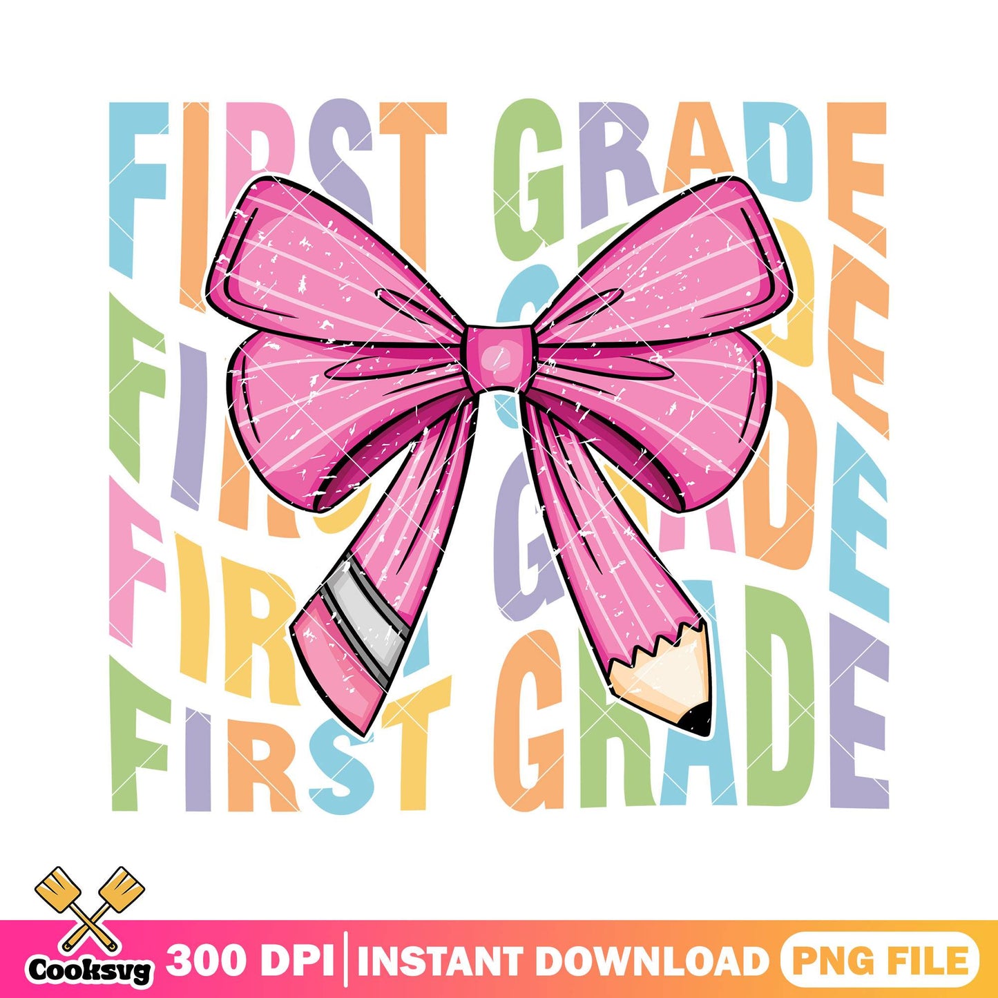 Big bow first grade design png, go back to school png, pink bow png