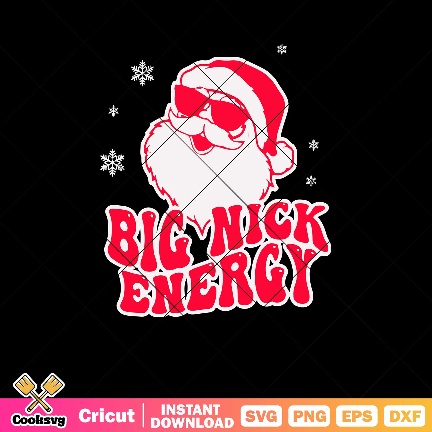 Big nick energy snow flake svg, santa hat svg, santa clause svg