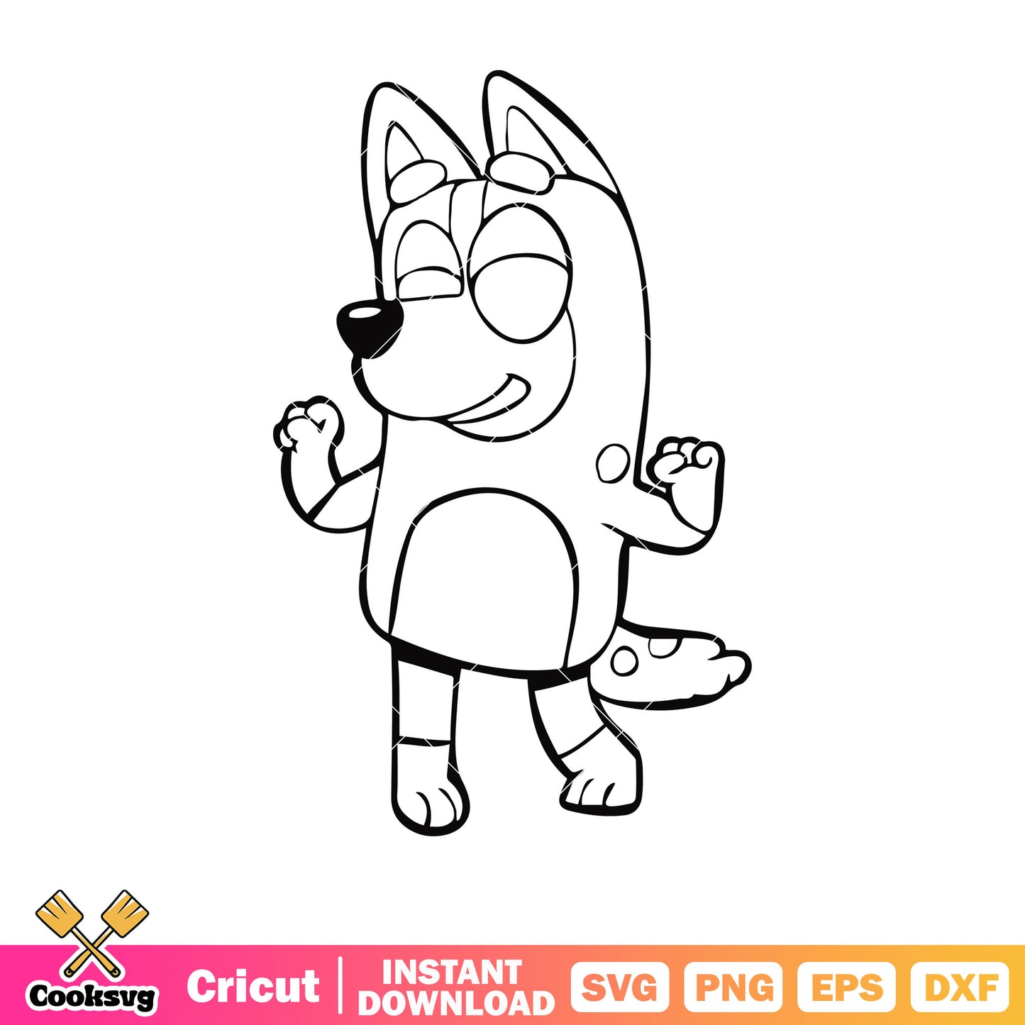 Bingo outline svg, cartoon bluey svg, bluey bingo svg, bluey friends svg