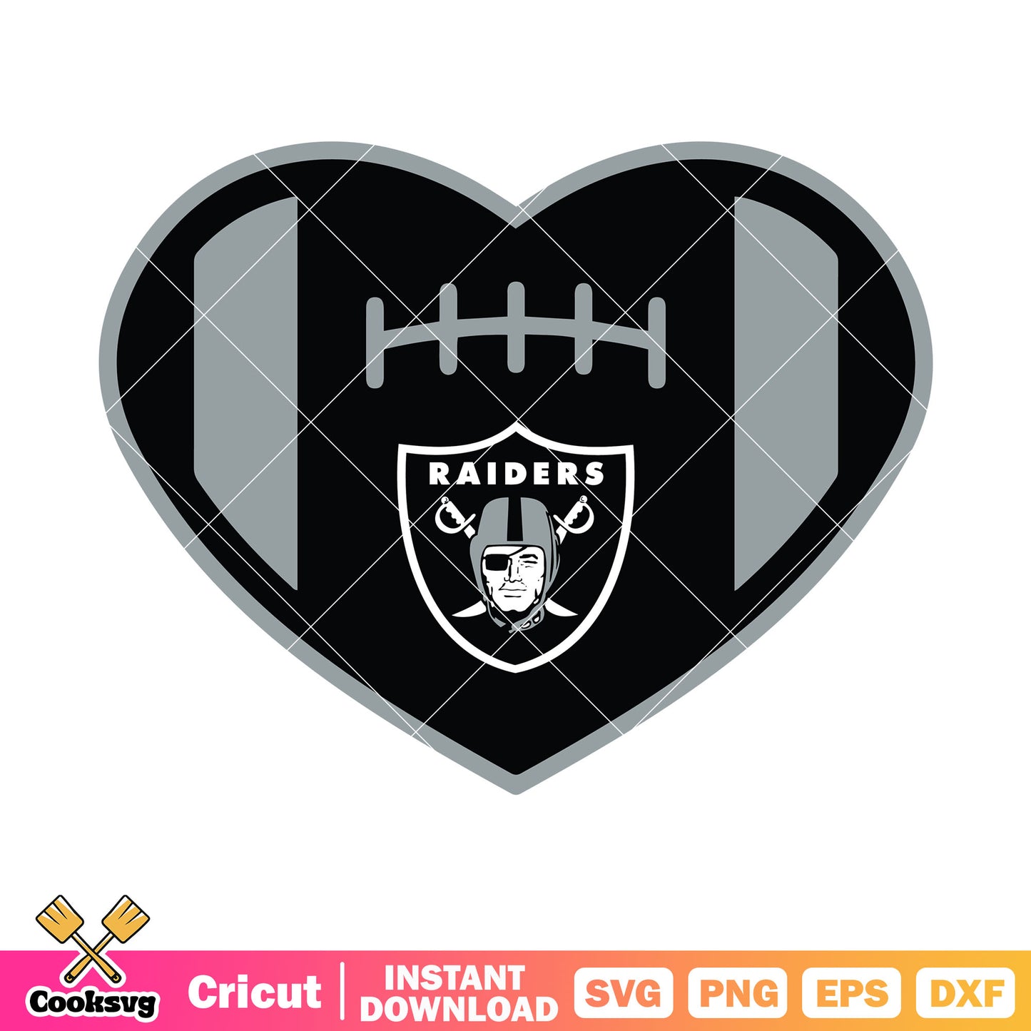 Black heart raiders rugby svg, oakland raiders svg, rugby ball svg