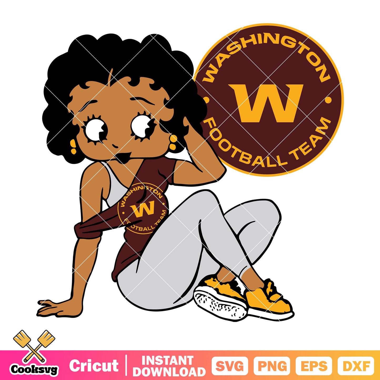 Black queen cartoon nfl svg, washington redskin svg, betty boop svg