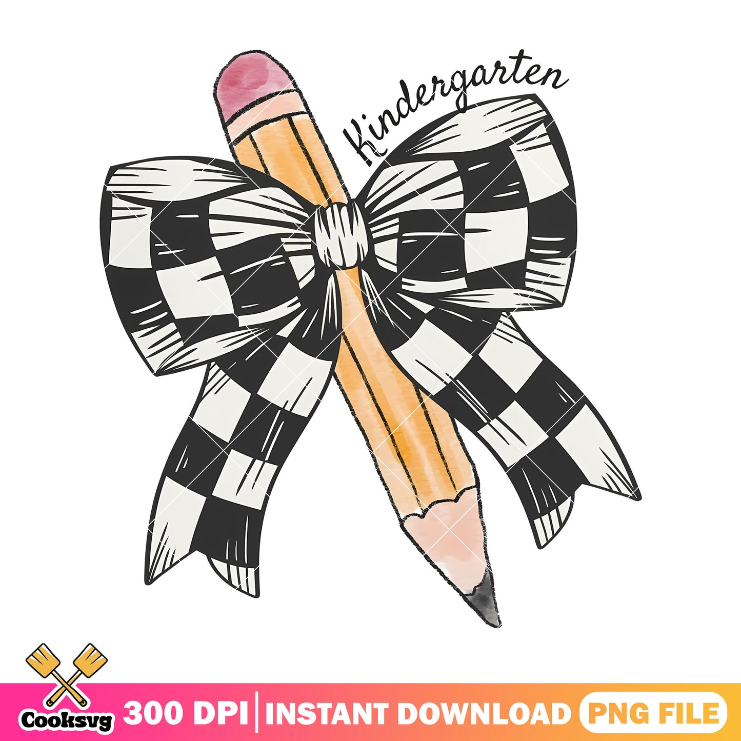 Black white bow png, big pencil png, back to school decor png
