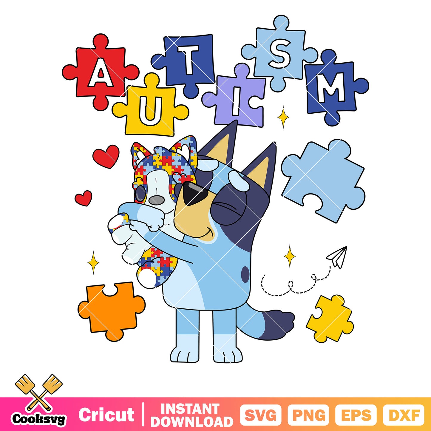 Bluey dog happy autism svg, autism awareness day shirts svg