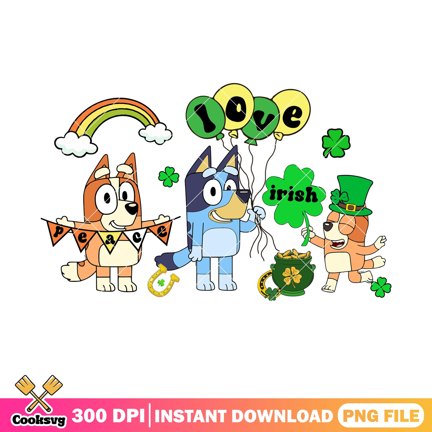 Bluey family love irish png, love of the irish png, bluey patrick day png