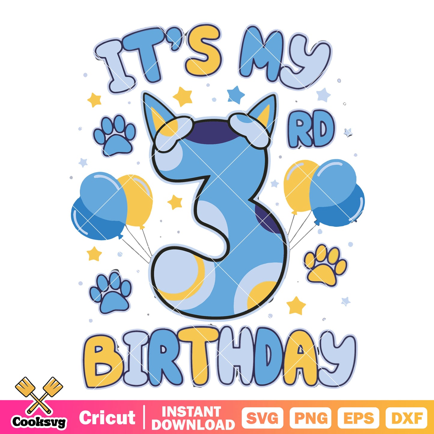Bluey its my 3rd birthday svg, bluey birthday svg, bluey cartoon svg