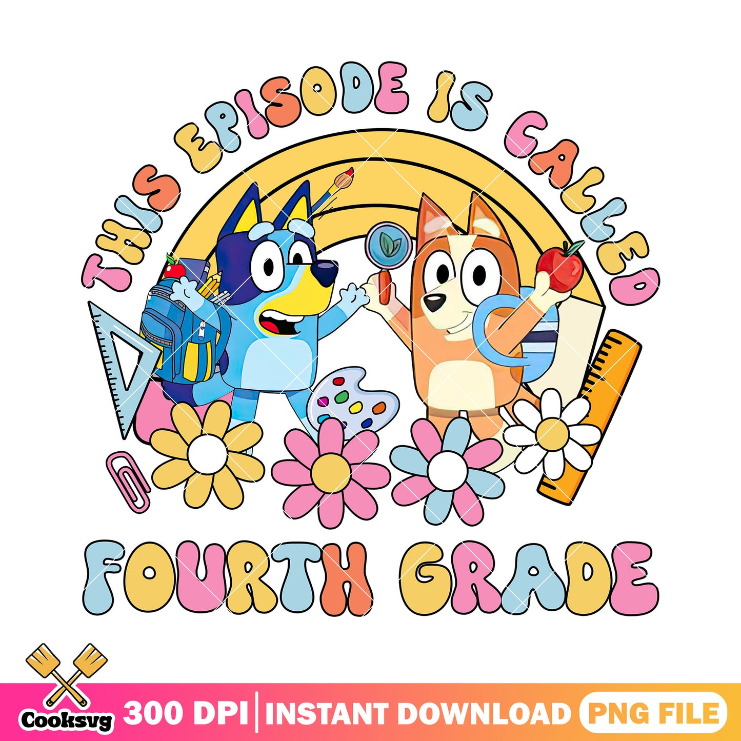 Bluey và bingo design png, fourth grade png, back to school day png