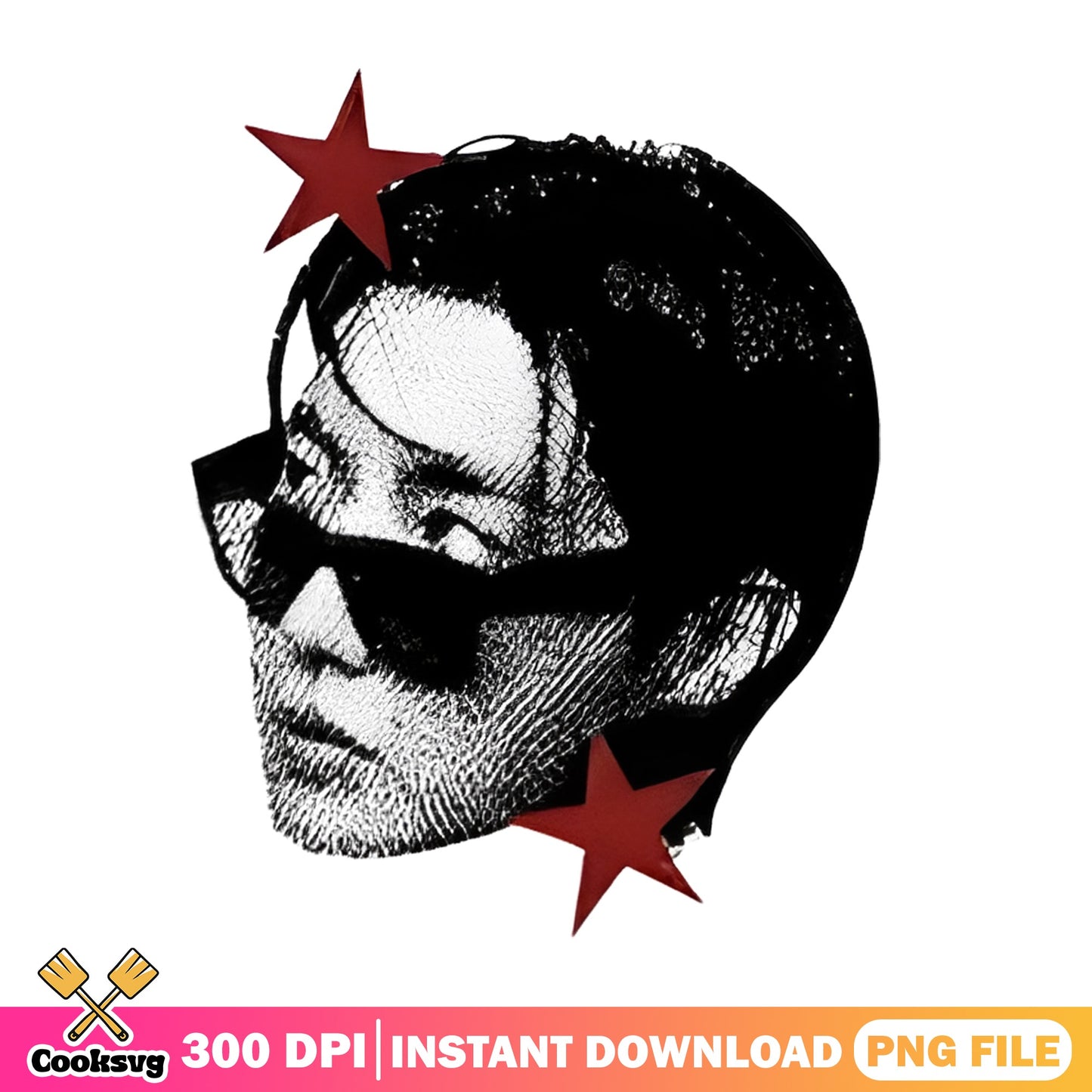 Bono U2 Rock Star Portrait With Stars, Music Fan PNG, Band Tee PNG