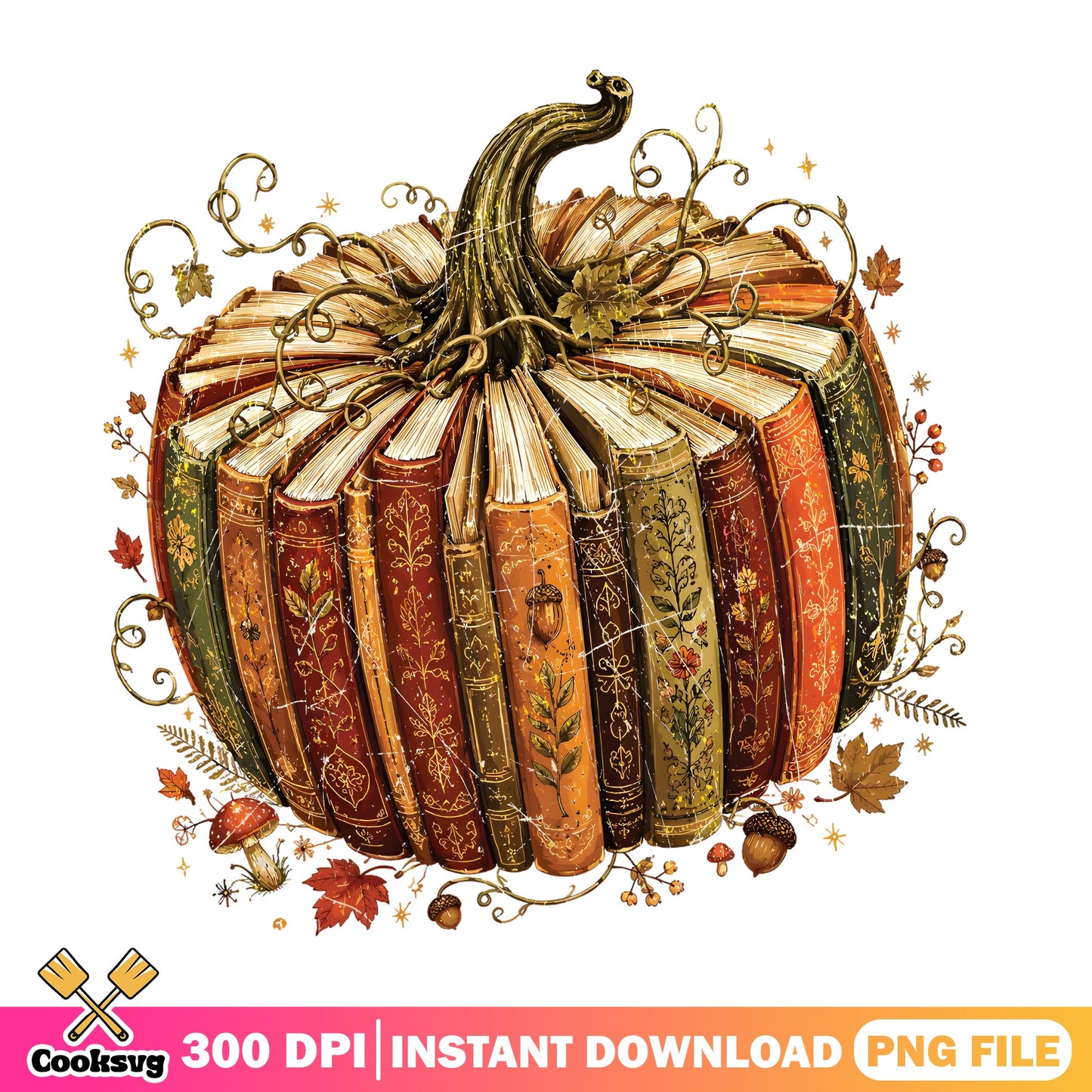 Book Pumpkin Fall PNG, Autumn Bookish Clipart, Halloween PNG