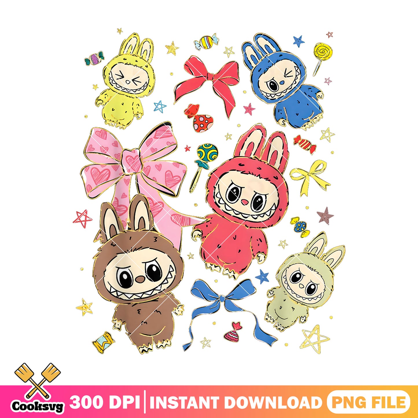 Bow tie and labubu popmart png, pop mart labubu png, cute labubu png