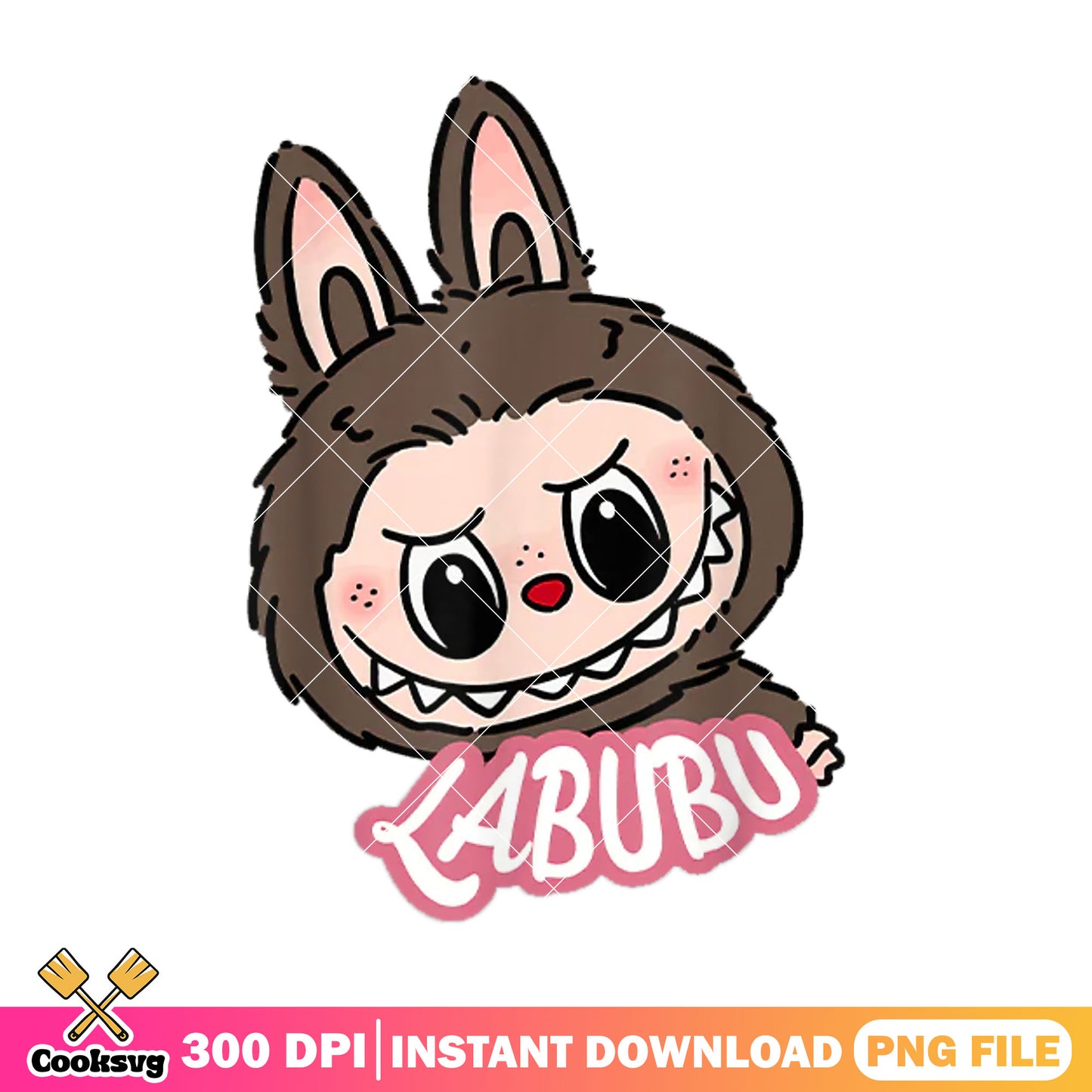 Brown labubu monster design png, popmart labubu png, monster labubu png
