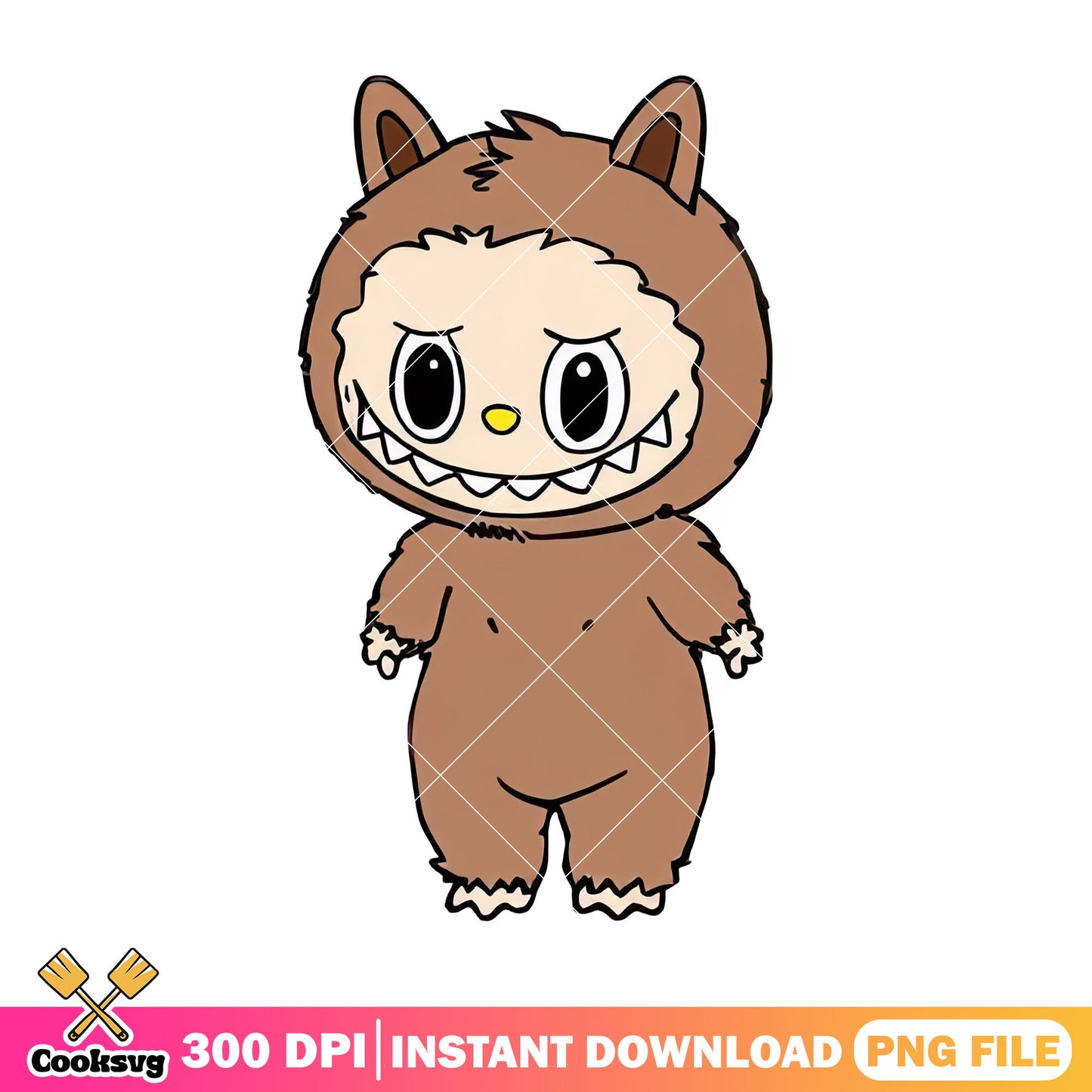 Brown labubu monster png, big labubu png, labubu standing png